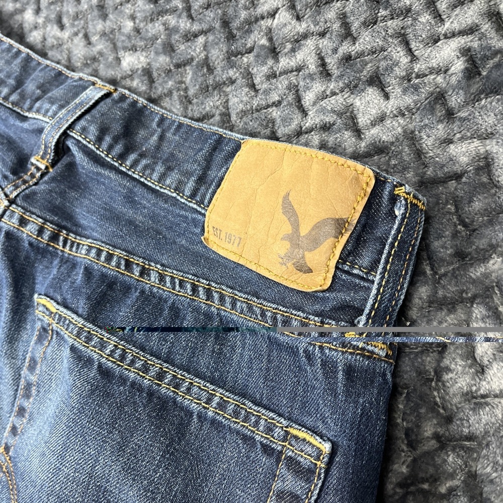 American Eagle Jeans Mens Actual W34 L33" Dark Wash Original Straight Leg - Picture 9 of 13